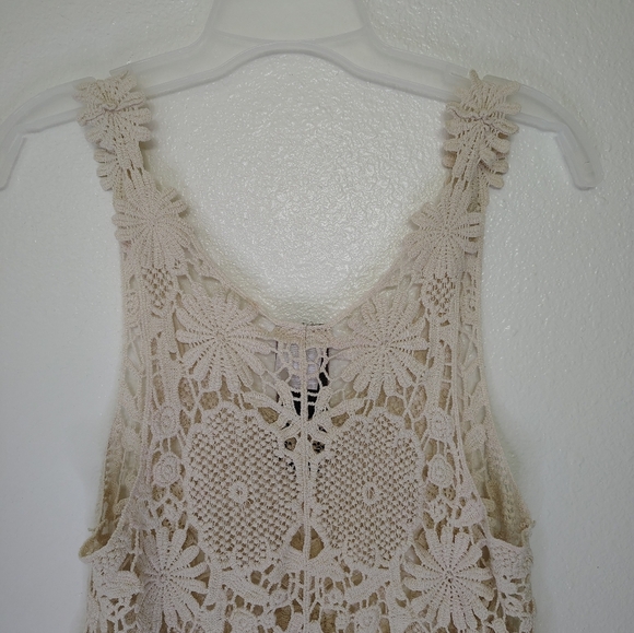 Moon Collection Cream Lace Knit Top 100% Cotton Sz M - Picture 9 of 9